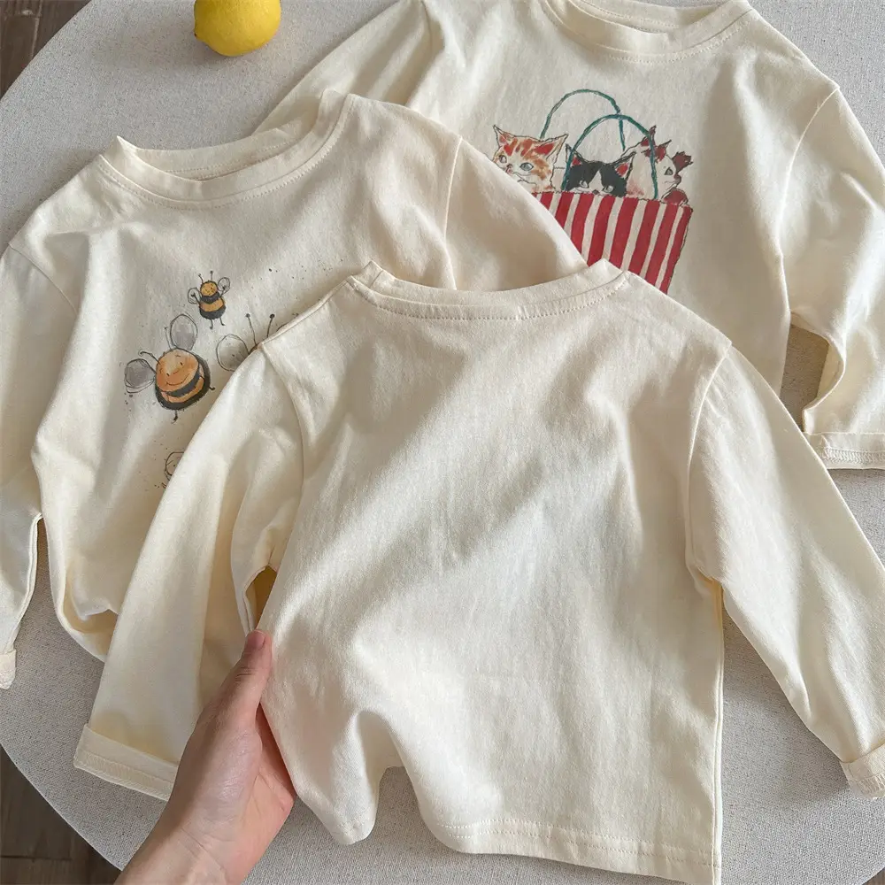 Children's Long Sleeve Cartoon T-Shirt Cream 2025 — feature 17