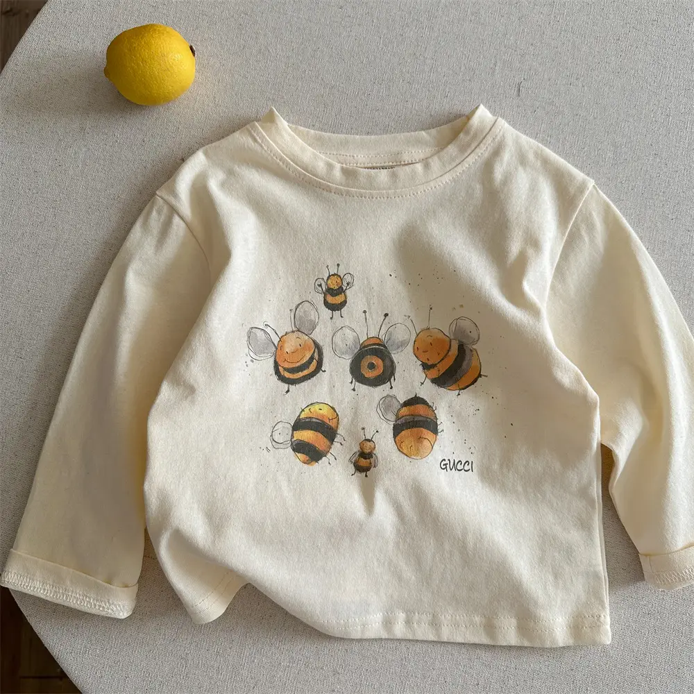 Children's Long Sleeve Cartoon T-Shirt Cream 2025 - Image 2