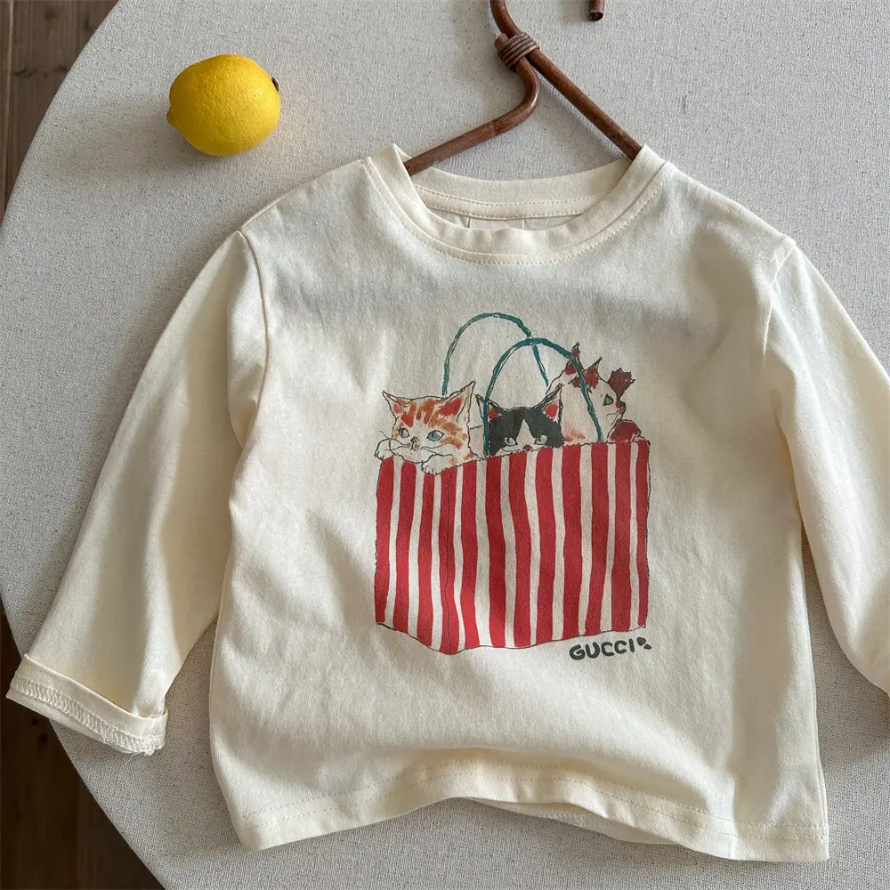 Children's Long Sleeve Cartoon T-Shirt Cream 2025 - Image 3