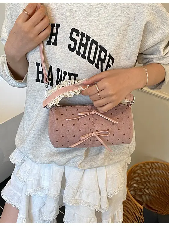 Women Crossbody Bag Brown Plaid Polka Dot 2026 - Image 6