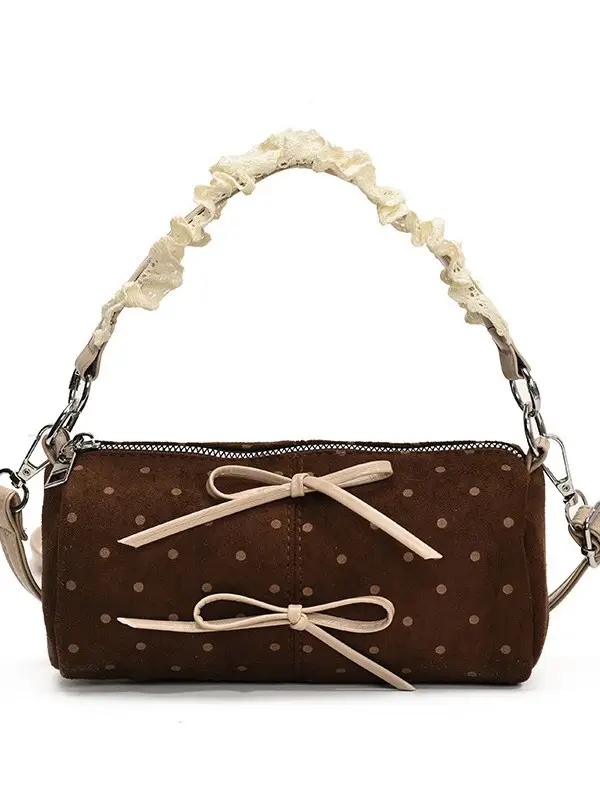 Women Crossbody Bag Brown Plaid Polka Dot 2026 - Image 9