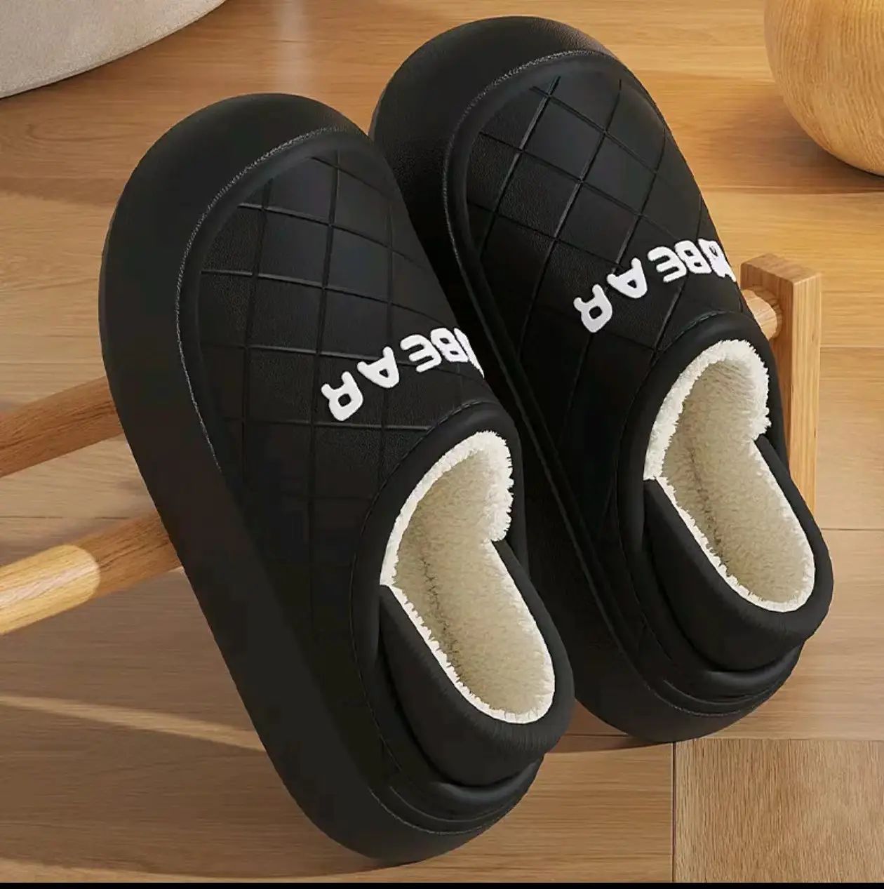 Chao Warm Bear Cotton Slipper Black Anti-Slip - Image 5