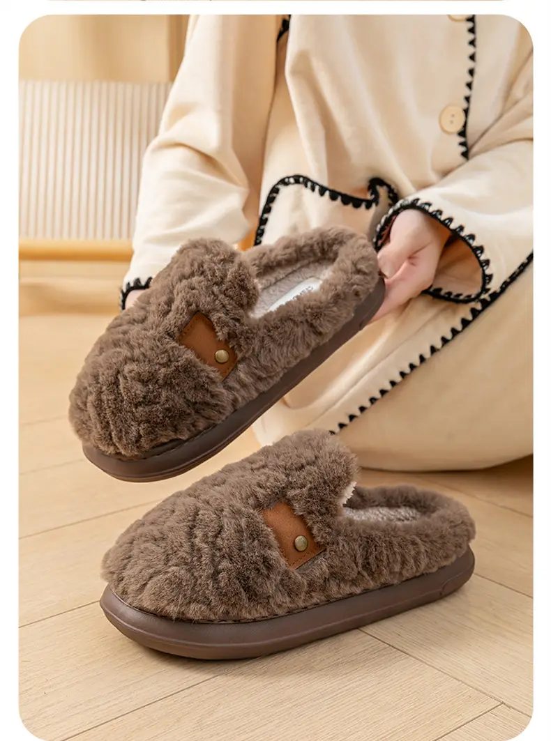 Korean Birkenstock Cotton Slippers Women Winter Warm Non-Slip — feature 16