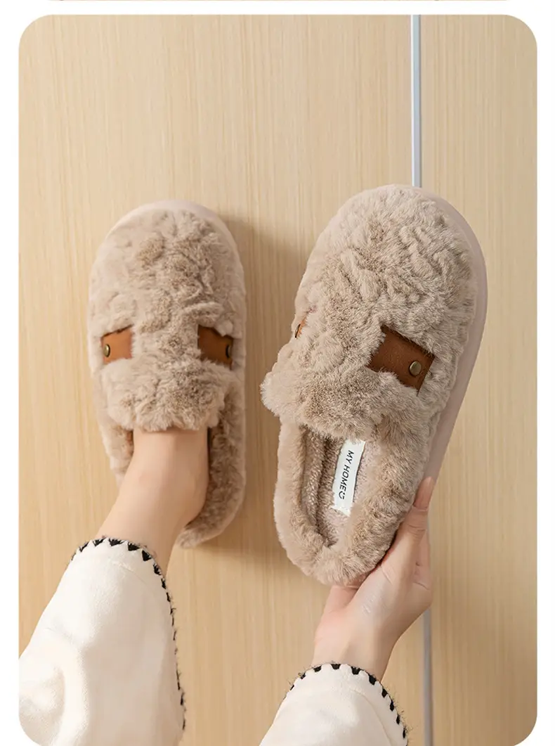 Korean Birkenstock Cotton Slippers Women Winter Warm Non-Slip — feature 17