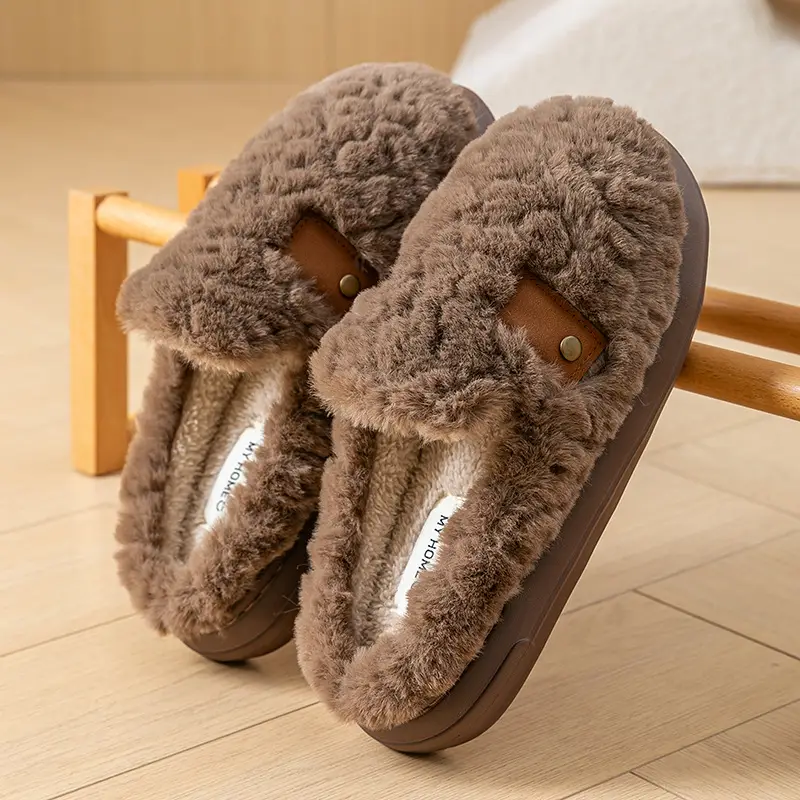 Korean Birkenstock Cotton Slippers Women Winter Warm Non-Slip - Image 2