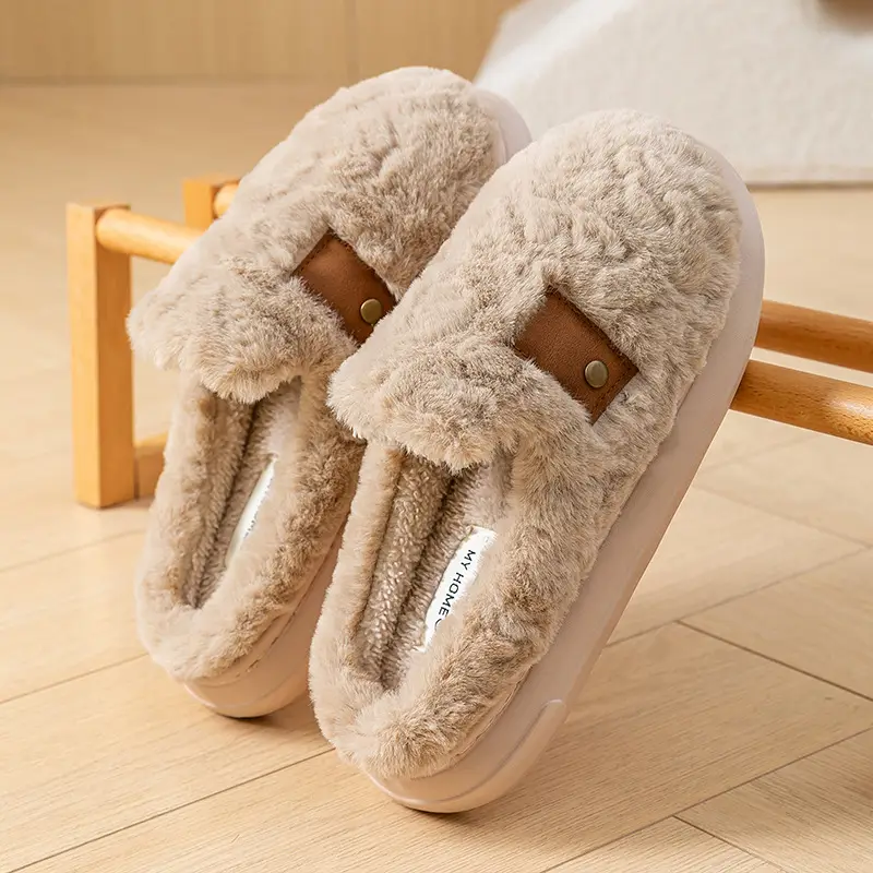 Korean Birkenstock Cotton Slippers Women Winter Warm Non-Slip - Image 3