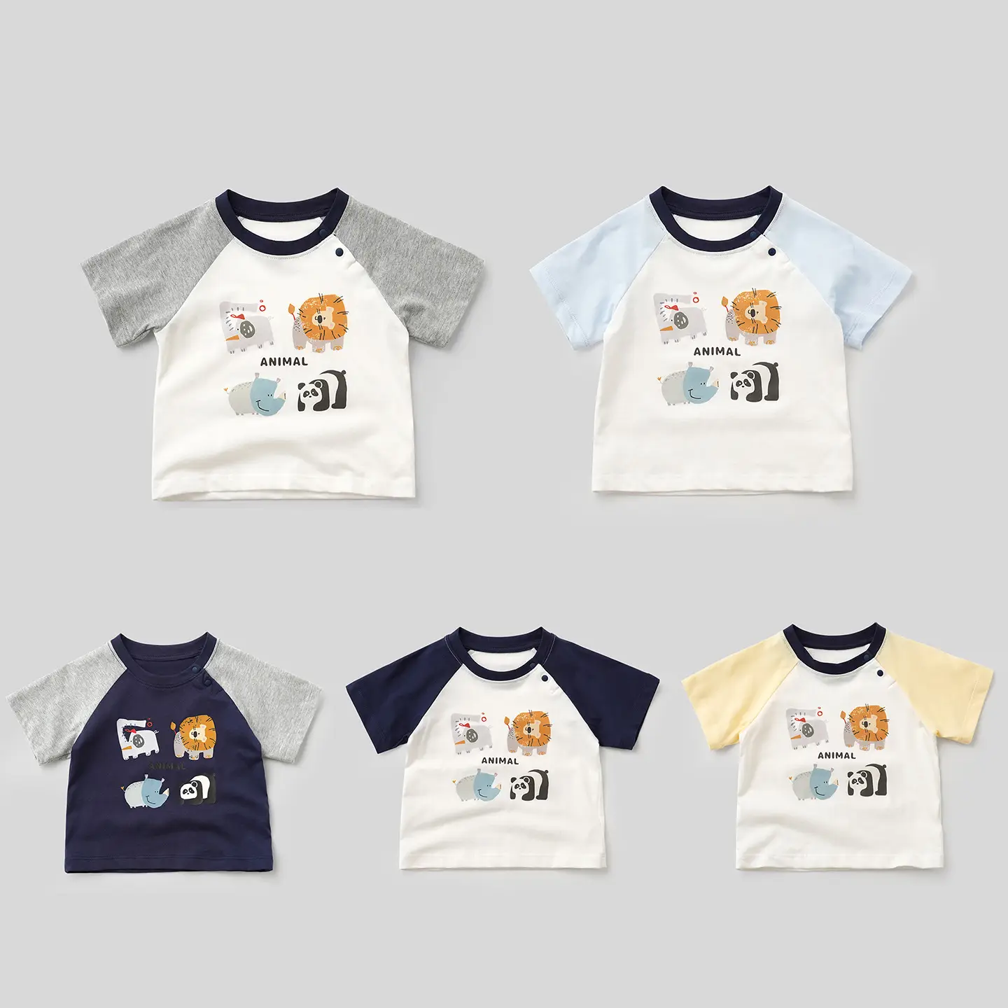 Kids Cartoon Elephant T-Shirt Set of 3 Cotton - Image 12
