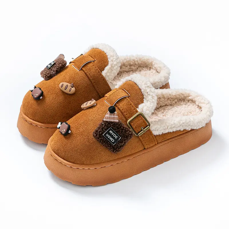 DIY Cute Stuffed Birkenstock Cotton Slippers Home Thick-Soled Warm and Fashionable Outerwear Cotton Slippers Women's 2025 New Style - Image 19