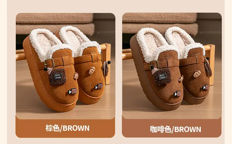 DIY Cute Stuffed Birkenstock Cotton Slippers Home Thick-Soled Warm and Fashionable Outerwear Cotton Slippers Women's 2025 New Style — feature 14