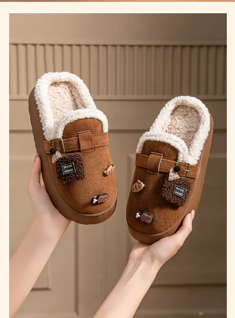 DIY Cute Stuffed Birkenstock Cotton Slippers Home Thick-Soled Warm and Fashionable Outerwear Cotton Slippers Women's 2025 New Style — feature 21