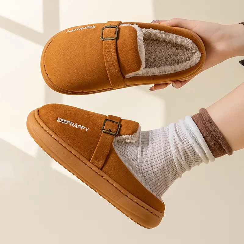 DIY Cute Stuffed Birkenstock Cotton Slippers Home Thick-Soled Warm and Fashionable Outerwear Cotton Slippers Women's 2025 New Style - Image 7