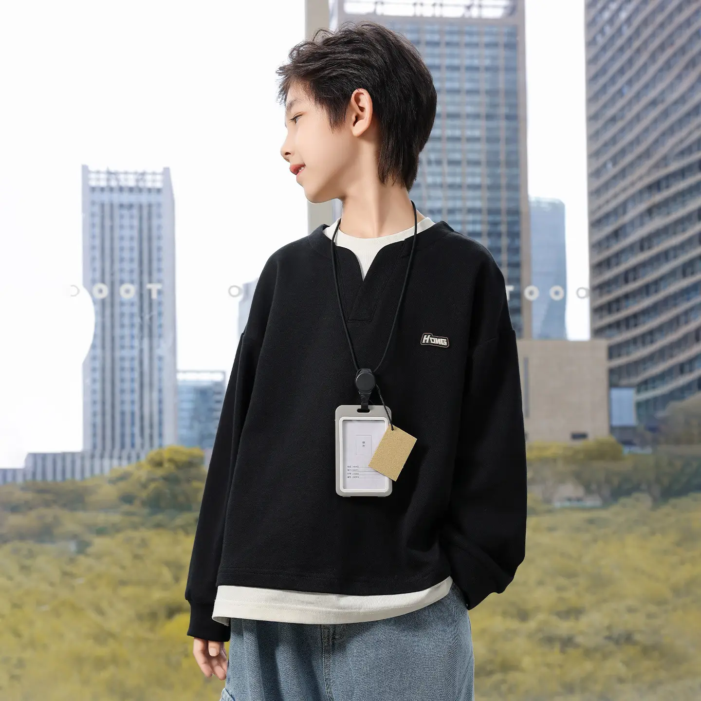 Panda Yuan Yuan Double-Sided Cotton V-Neck Boys T-Shirt 2025 - Image 2
