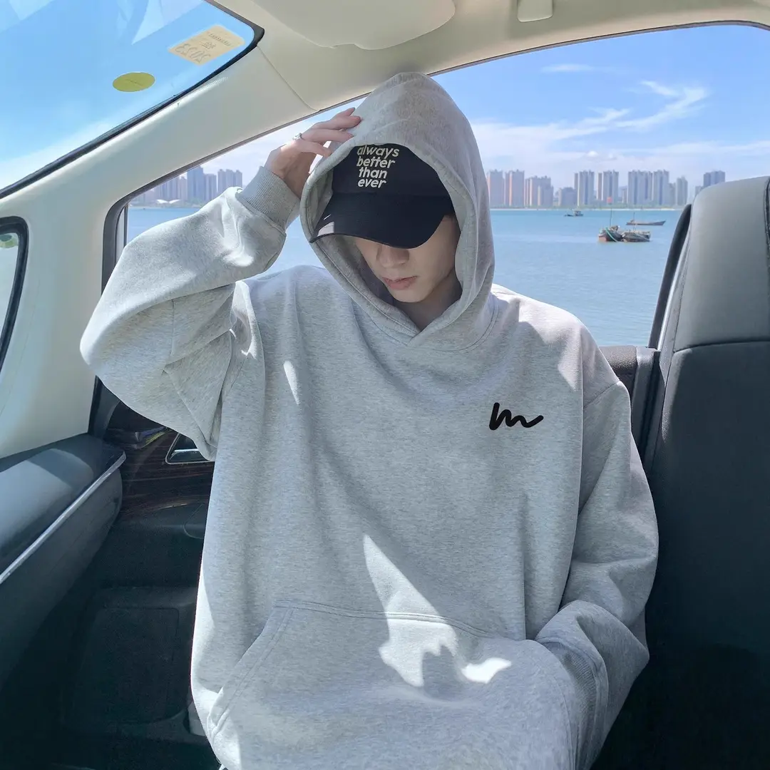 Navy Blue Heavy Hooded Velvet Sweatshirt Men's Spring, Autumn and Winter American Fashion Brand Loose Casual Boys' Tops