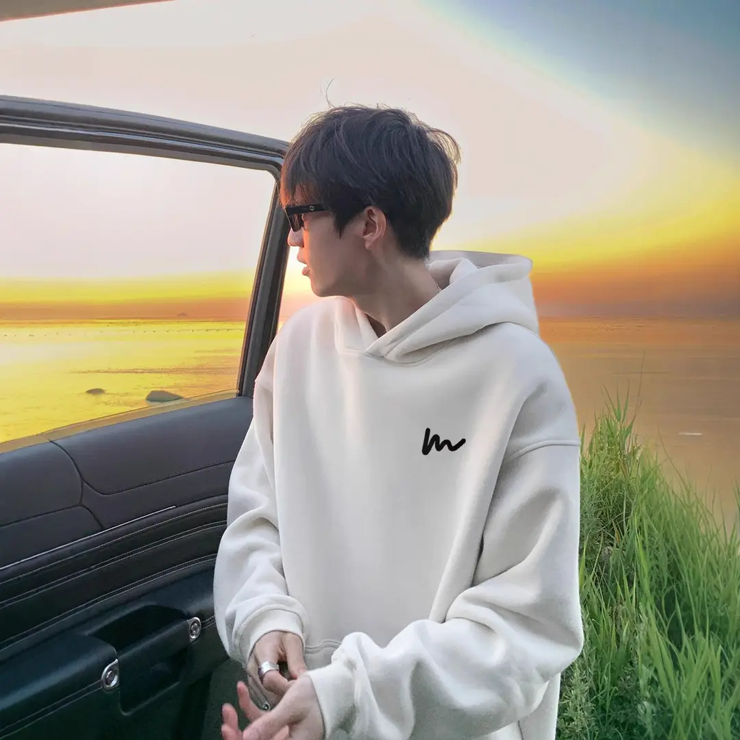 Navy Blue Heavy Hooded Velvet Sweatshirt Men's Spring, Autumn and Winter American Fashion Brand Loose Casual Boys' Tops