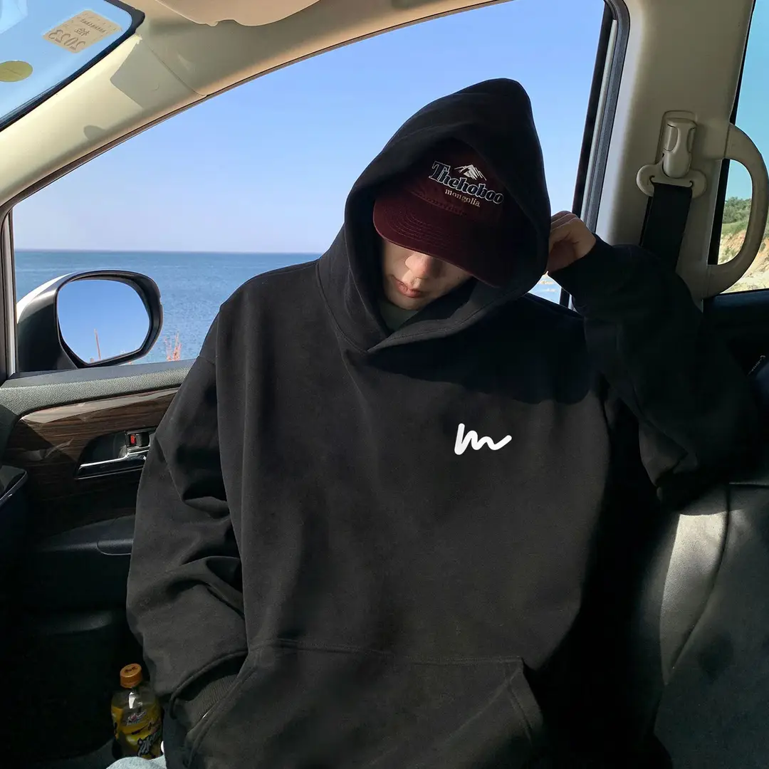Navy Blue Heavy Hooded Velvet Sweatshirt Men's Spring, Autumn and Winter American Fashion Brand Loose Casual Boys' Tops