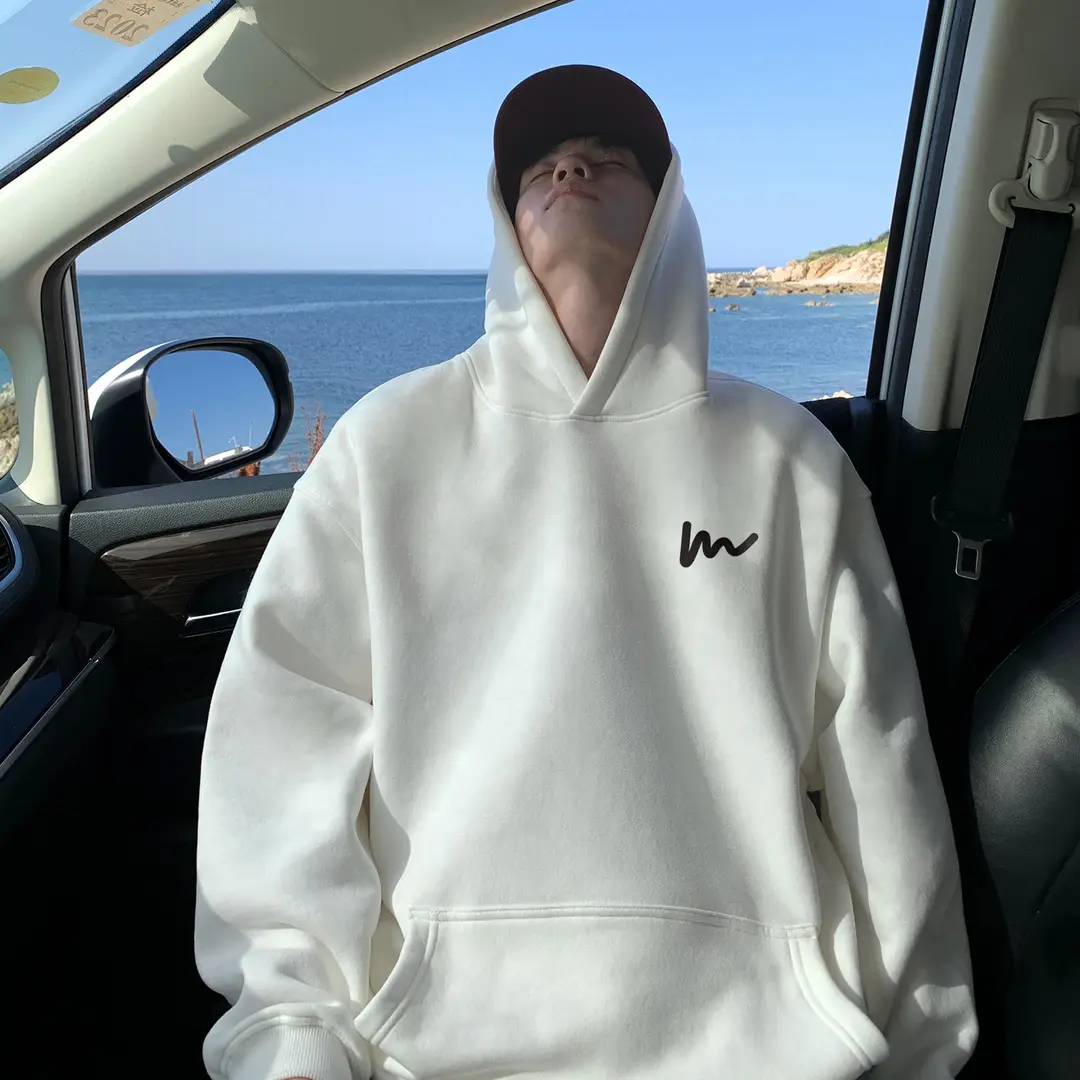 Navy Blue Heavy Hooded Velvet Sweatshirt Men's Spring, Autumn and Winter American Fashion Brand Loose Casual Boys' Tops