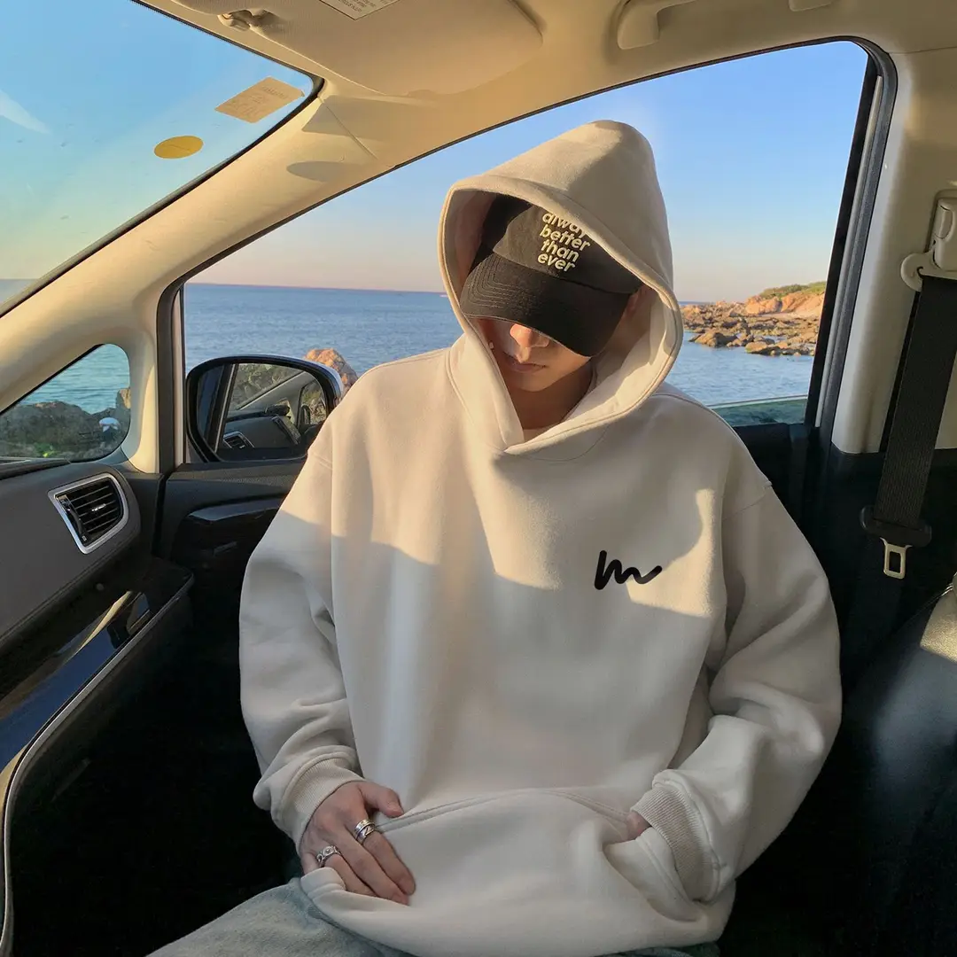 Navy Blue Heavy Hooded Velvet Sweatshirt Men's Spring, Autumn and Winter American Fashion Brand Loose Casual Boys' Tops