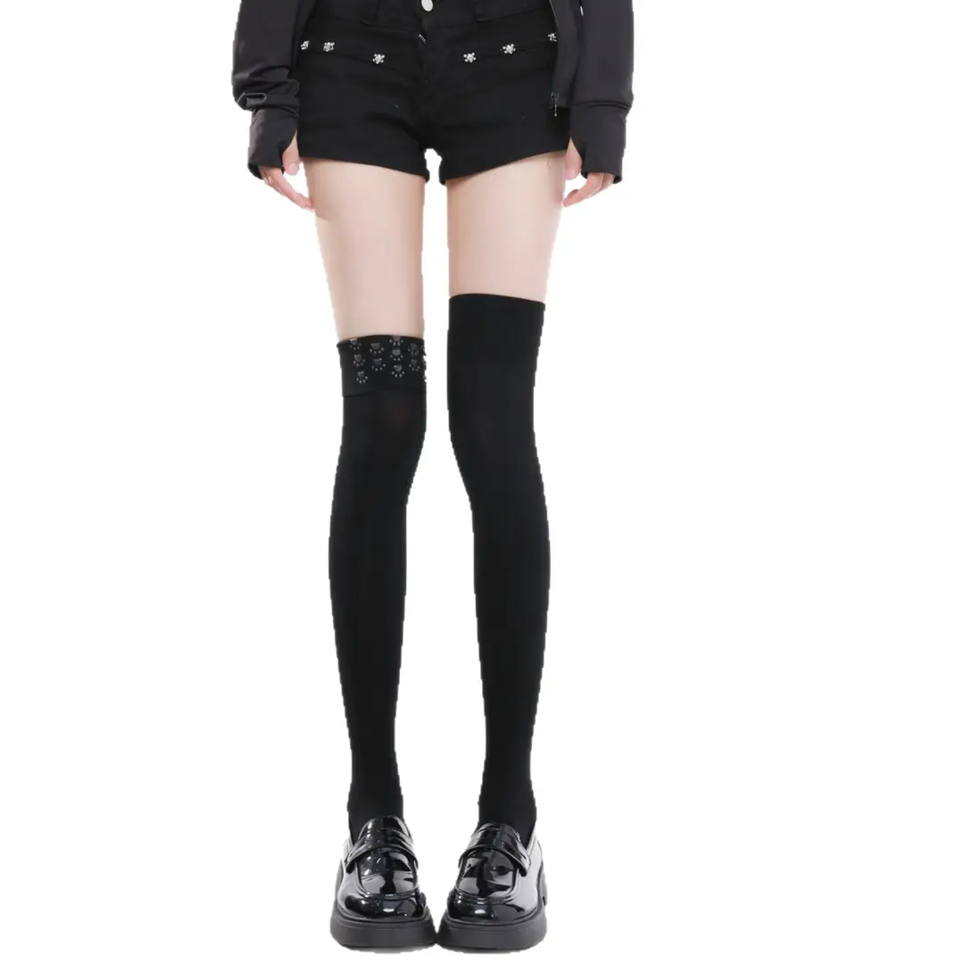 Black High-Pressure Compression Socks, Jk Velvet Cat Claw Silicone Non-Slip Over-The-Knee Socks, Non-Binding Long Thigh-High Socks for Tall Individuals