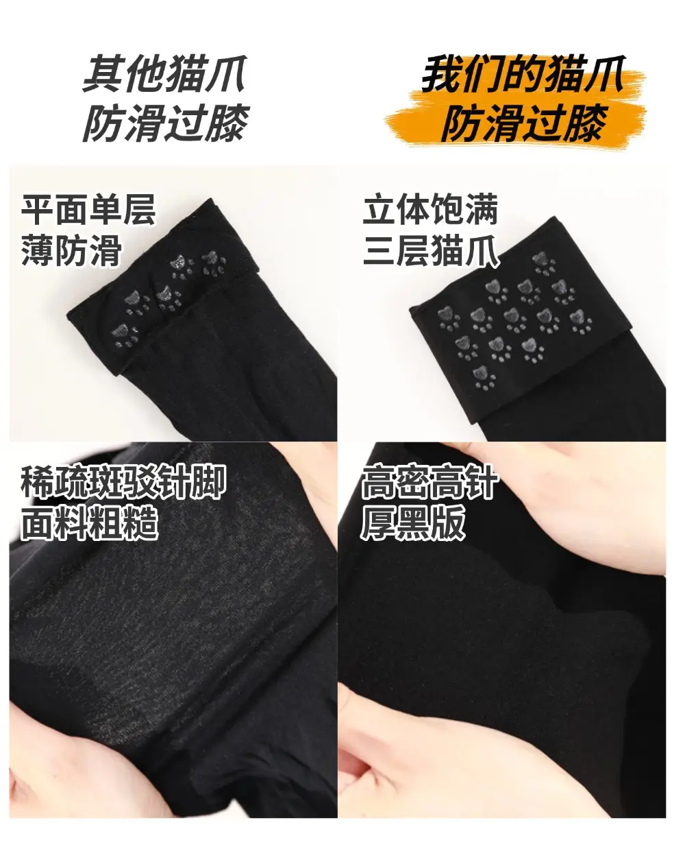Black High-Pressure Compression Socks, Jk Velvet Cat Claw Silicone Non-Slip Over-The-Knee Socks, Non-Binding Long Thigh-High Socks for Tall Individuals — feature 14