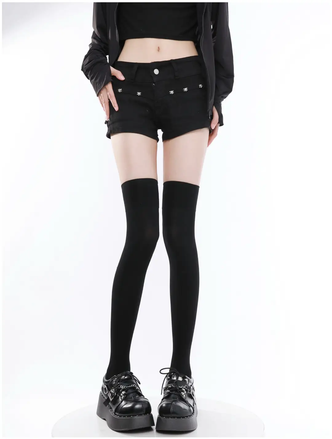 Black High-Pressure Compression Socks, Jk Velvet Cat Claw Silicone Non-Slip Over-The-Knee Socks, Non-Binding Long Thigh-High Socks for Tall Individuals — feature 29