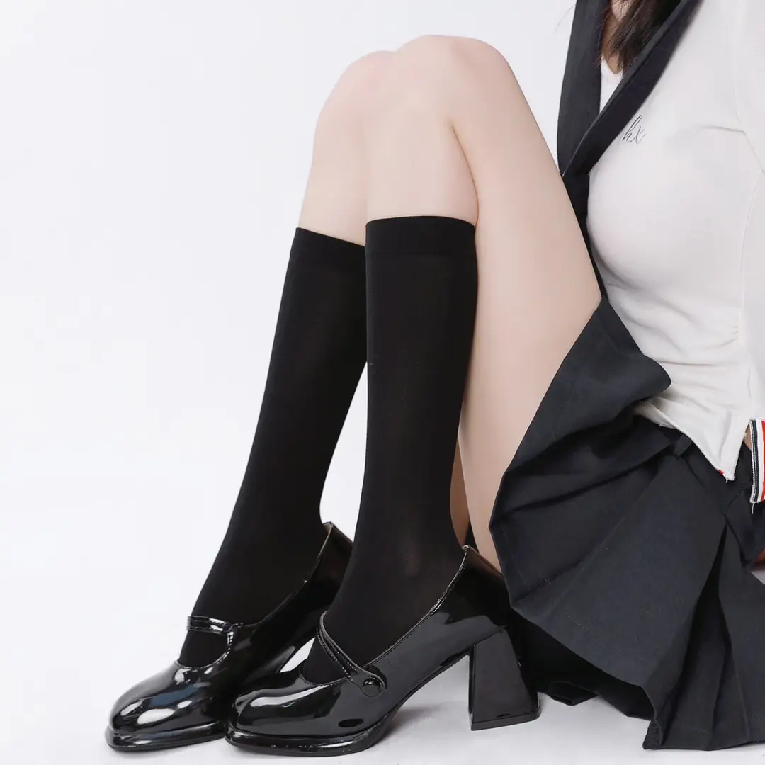 Black High-Pressure Compression Socks, Jk Velvet Cat Claw Silicone Non-Slip Over-The-Knee Socks, Non-Binding Long Thigh-High Socks for Tall Individuals