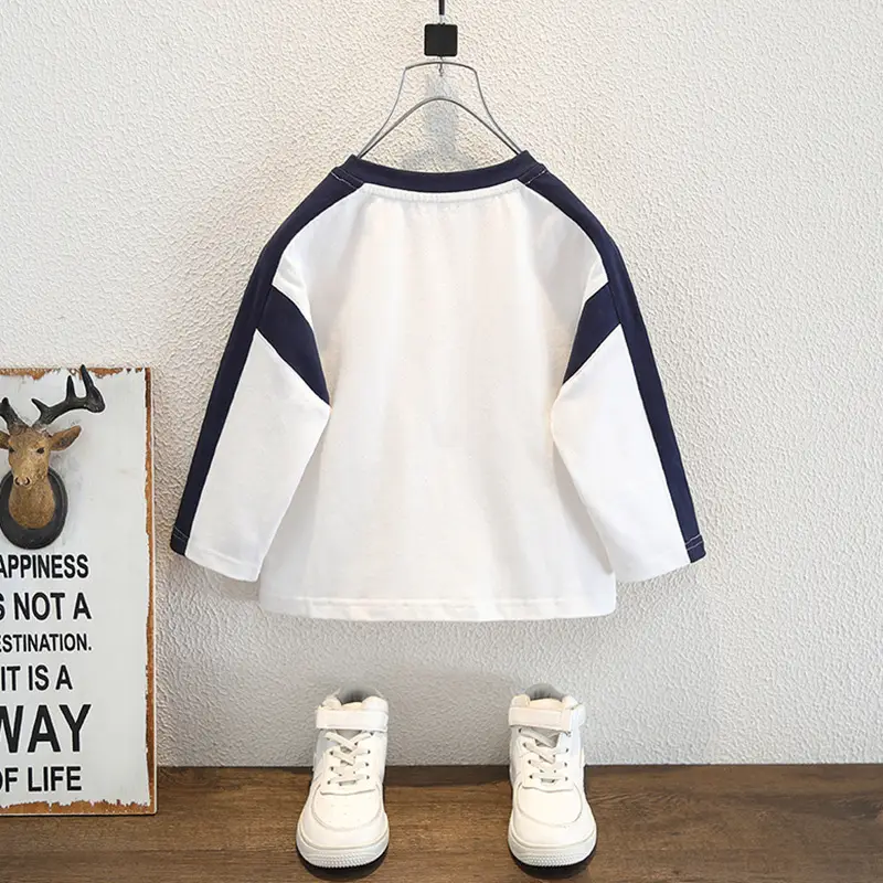 Boys' White Blue Sleeveless T-Shirt Long Sleeve - Image 3