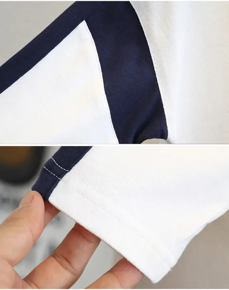 Boys' White Blue Sleeveless T-Shirt Long Sleeve — feature 11