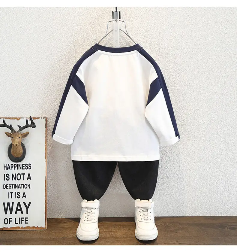 Boys' White Blue Sleeveless T-Shirt Long Sleeve — feature 7