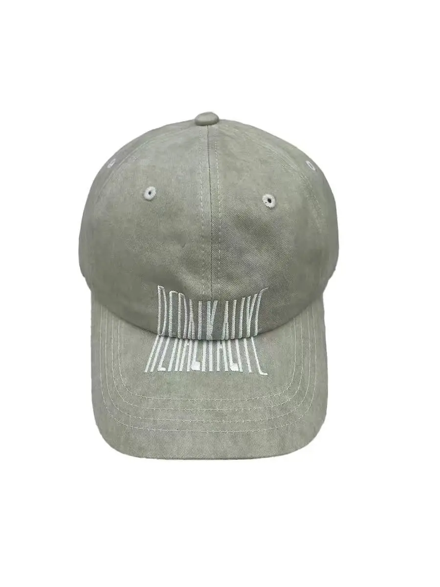 Dark Gray Distressed Baseball Cap with Logo Embroidery for Men — feature 5