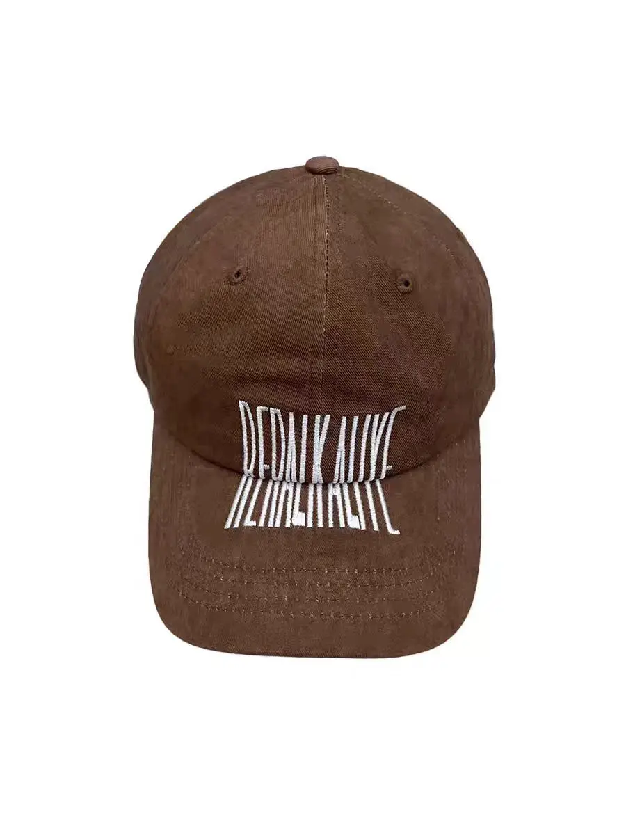 Dark Gray Distressed Baseball Cap with Logo Embroidery for Men