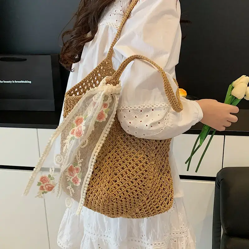 Large Capacity Woven Bag for Women Beach Travel - Image 33
