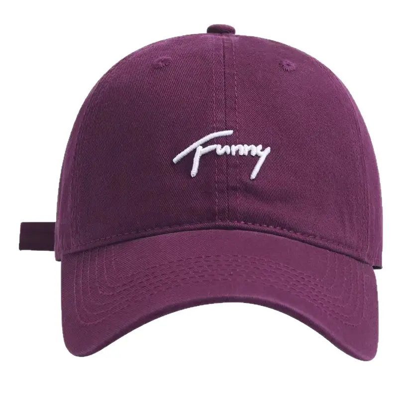 Korean Style Embroidered Baseball Cap for Women Beige
