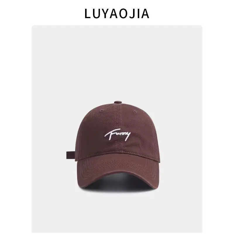 Korean Style Embroidered Baseball Cap for Women Beige
