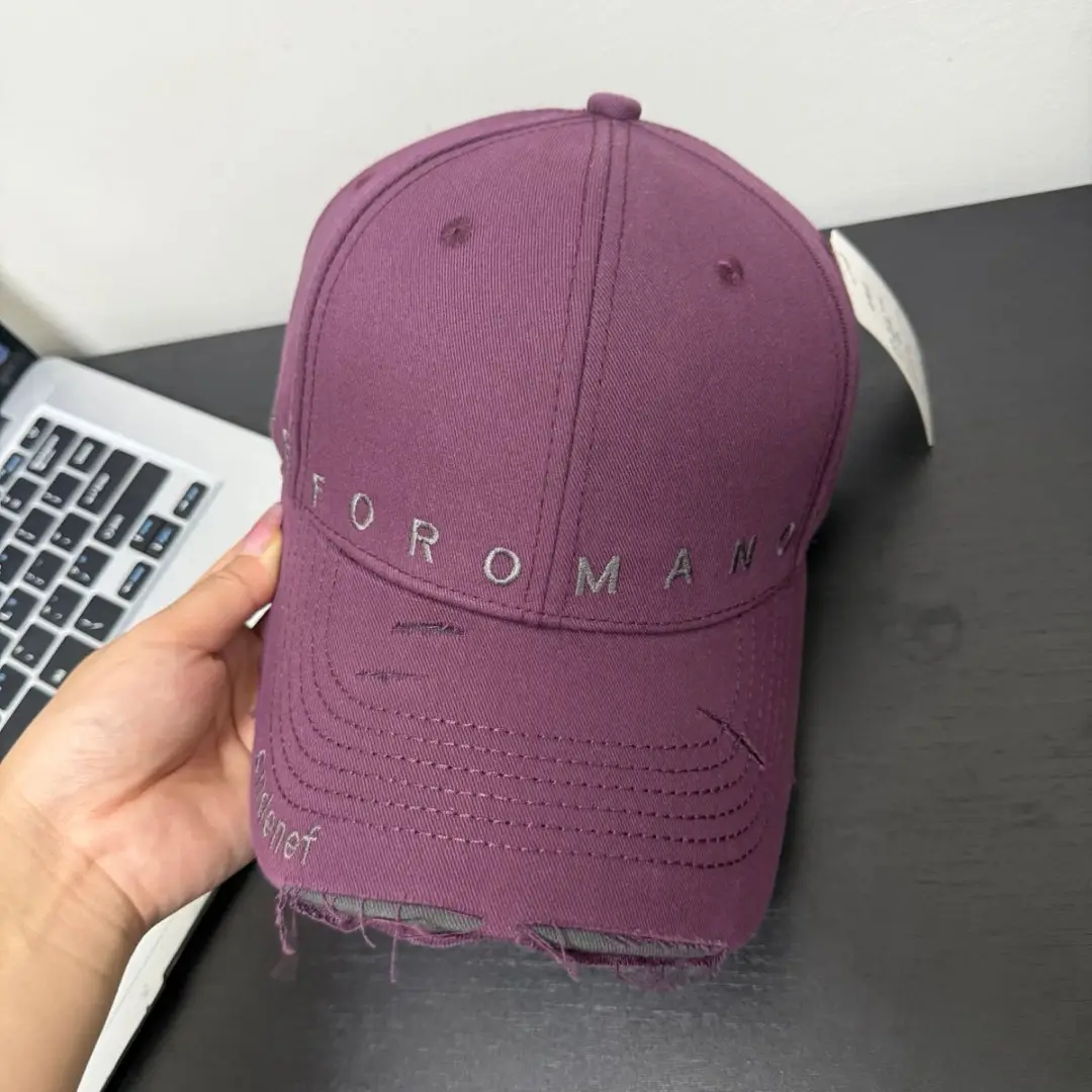 Purple Korean Baseball Cap with Embroidered Letters - Image 2
