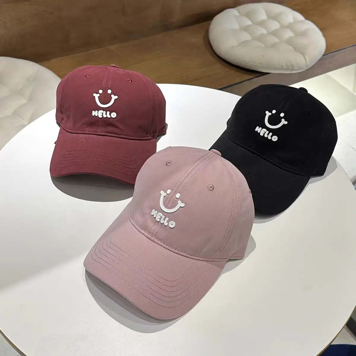 Pink MLLO Baseball Cap with Wide Brim and School Style Logo — feature 5