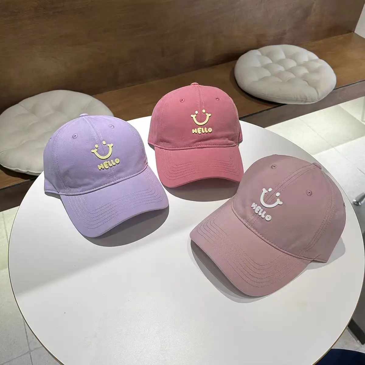 Pink MLLO Baseball Cap with Wide Brim and School Style Logo — feature 7