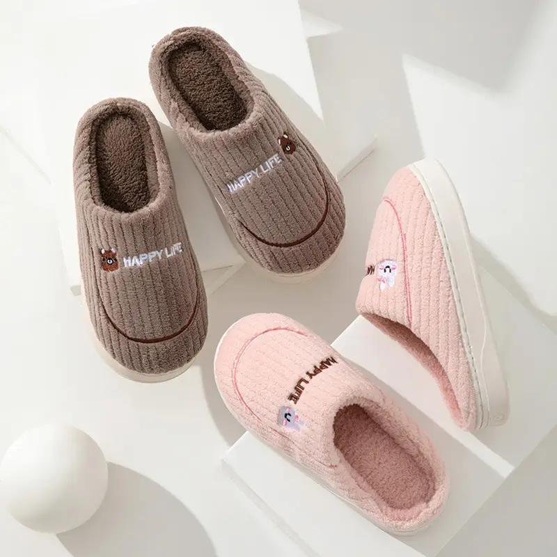 New Autumn and Winter Cotton Slippers for Women's Home Indoor Warm Non-Slip Fleece-Lined Thick Sole Comfortable Thick Sole Men's Wholesale Cotton Slippers - Image 8
