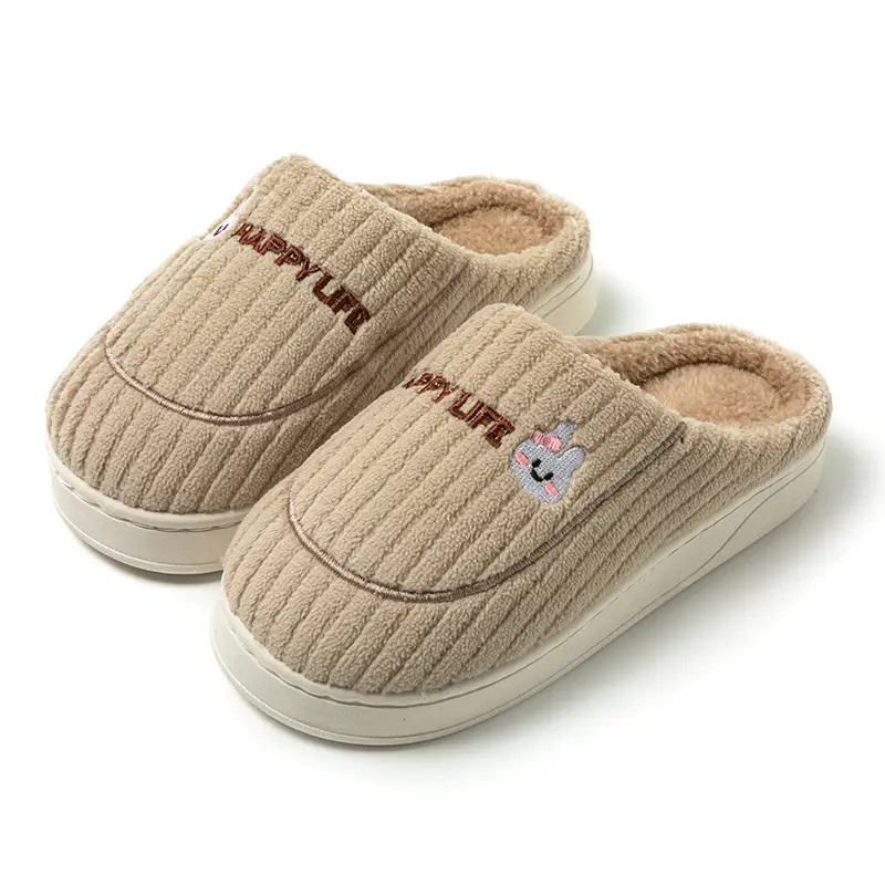 New Autumn and Winter Cotton Slippers for Women's Home Indoor Warm Non-Slip Fleece-Lined Thick Sole Comfortable Thick Sole Men's Wholesale Cotton Slippers - Image 3