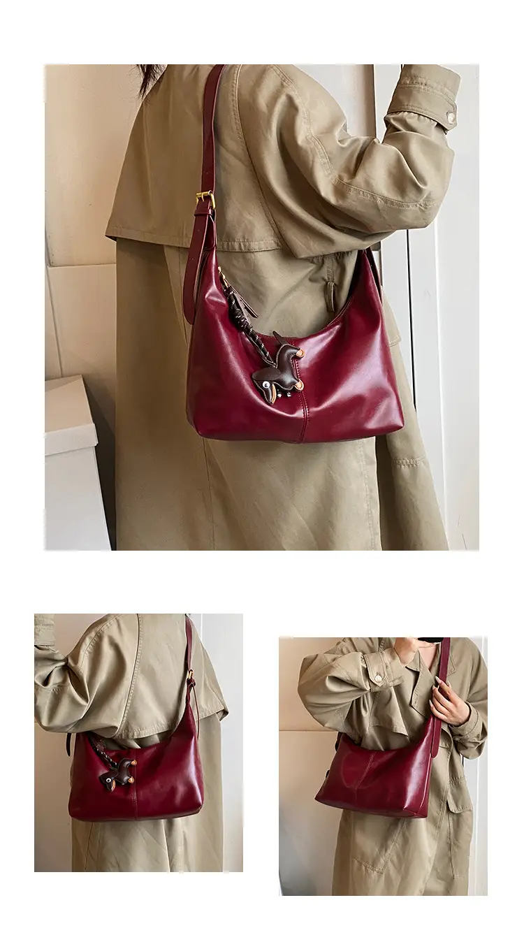 Brown Leather Crossbody Bag Large Capacity Women — feature 10