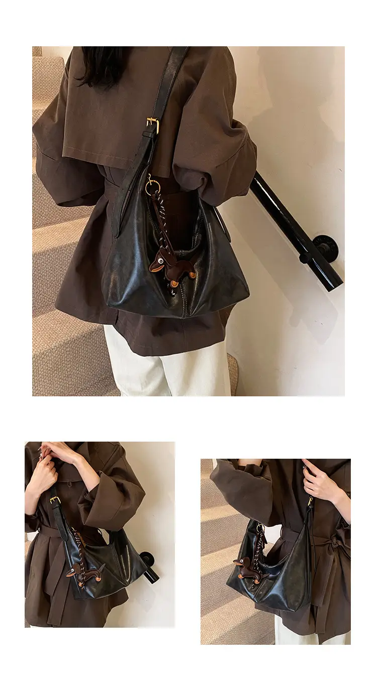 Brown Leather Crossbody Bag Large Capacity Women — feature 11