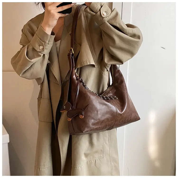 Brown Leather Crossbody Bag Large Capacity Women — feature 21
