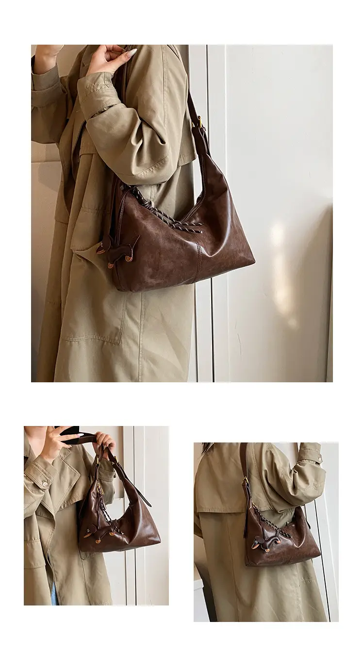 Brown Leather Crossbody Bag Large Capacity Women — feature 9