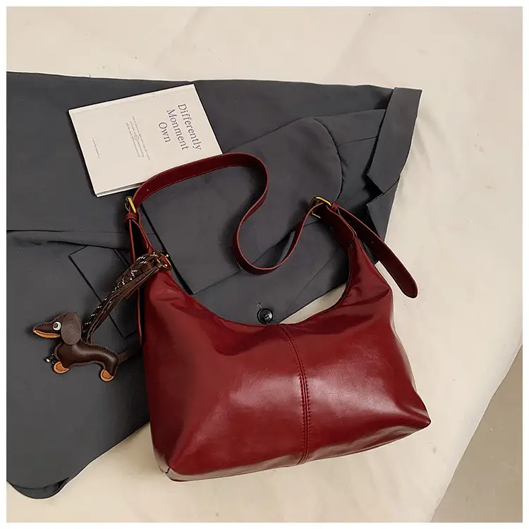 Brown Leather Crossbody Bag Large Capacity Women - Image 3