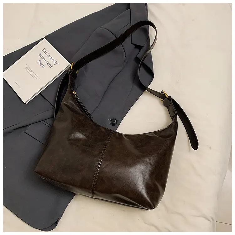 Brown Leather Crossbody Bag Large Capacity Women - Image 8