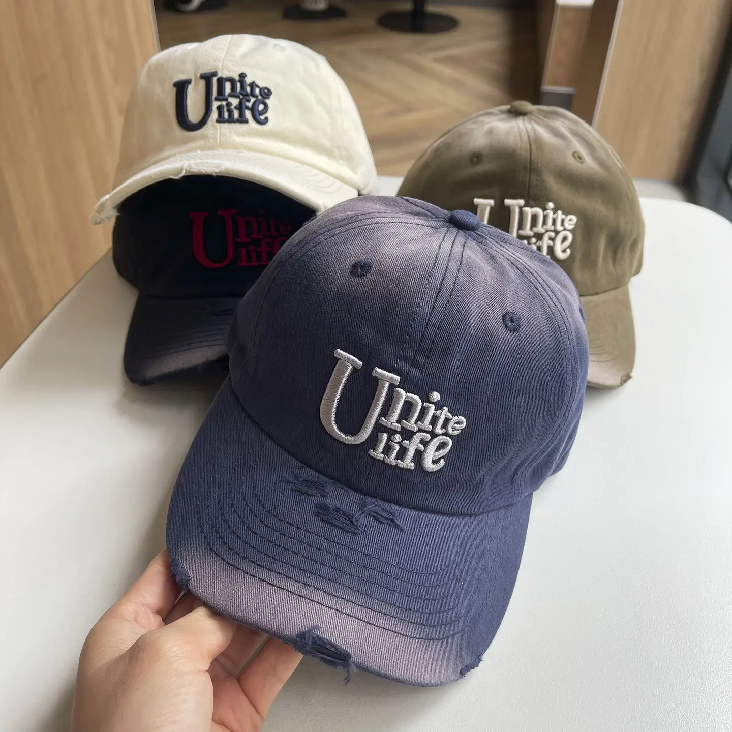Red Unite Life Gradient Ripped Cap for Kids - Image 8
