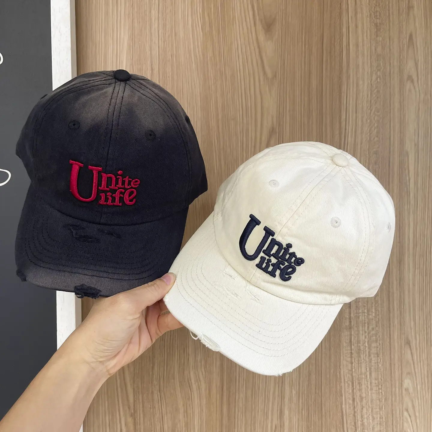 Red Unite Life Gradient Ripped Cap for Kids - Image 9