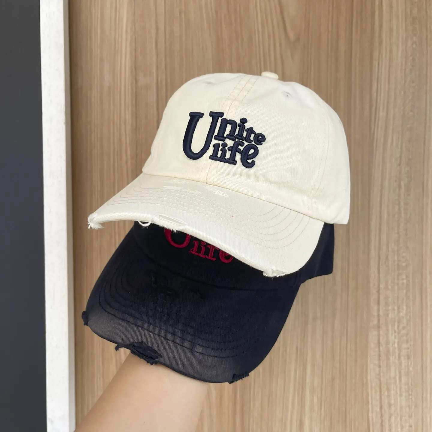 Red Unite Life Gradient Ripped Cap for Kids — feature 3