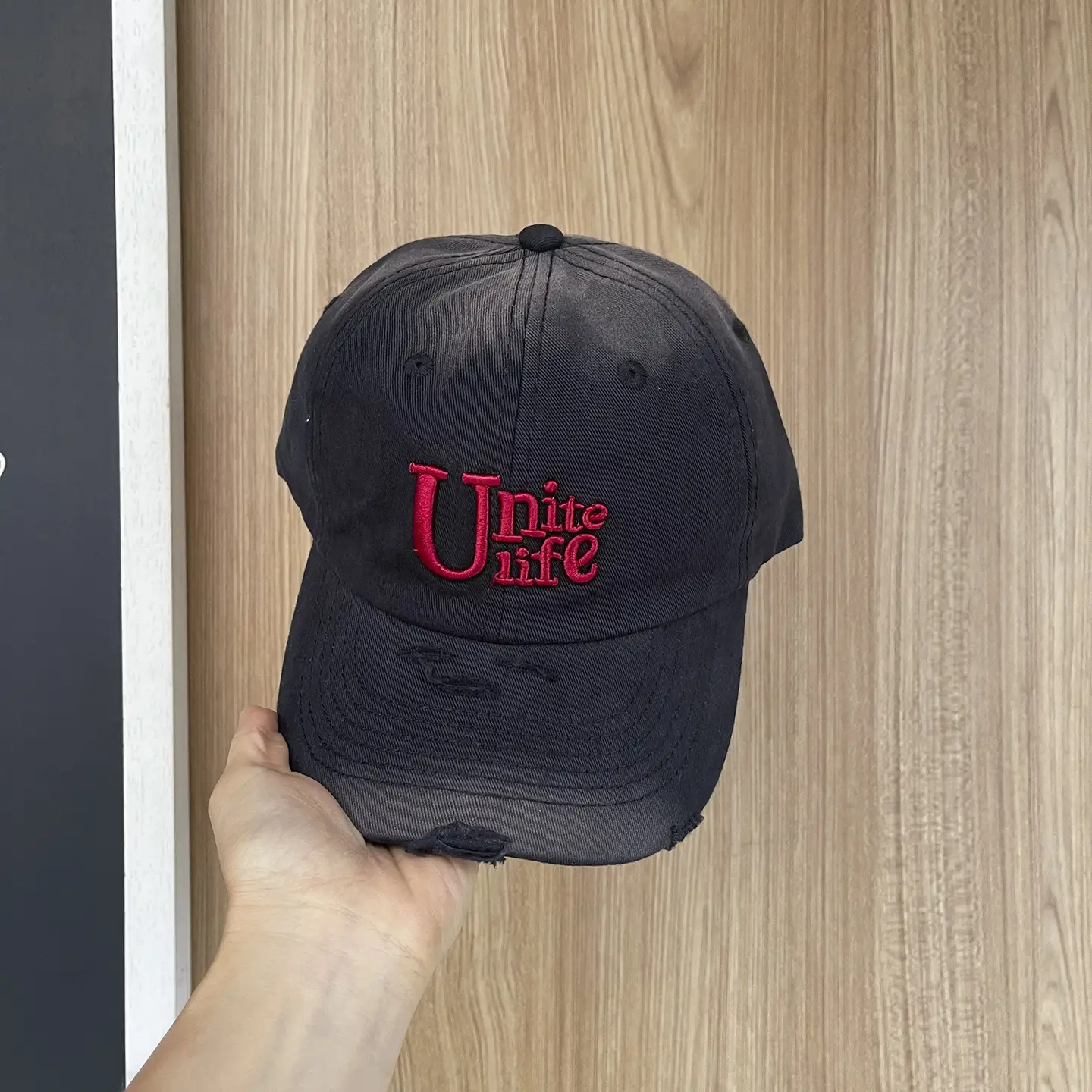 Red Unite Life Gradient Ripped Cap for Kids - Image 4