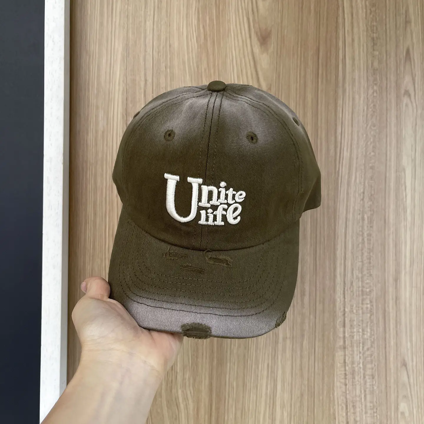 Red Unite Life Gradient Ripped Cap for Kids - Image 5