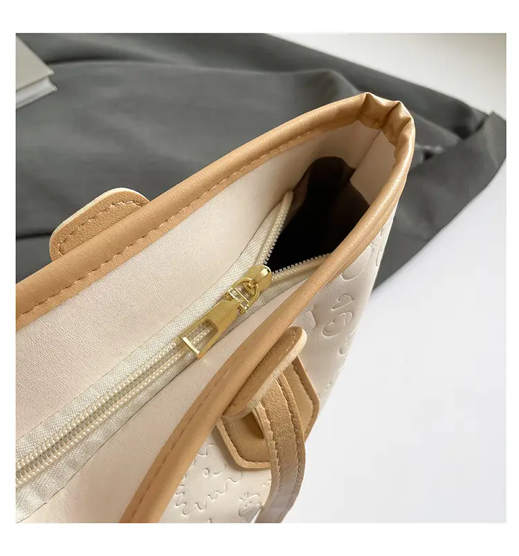 Women Large Capacity Textured Shoulder Bag Green Handles — feature 11
